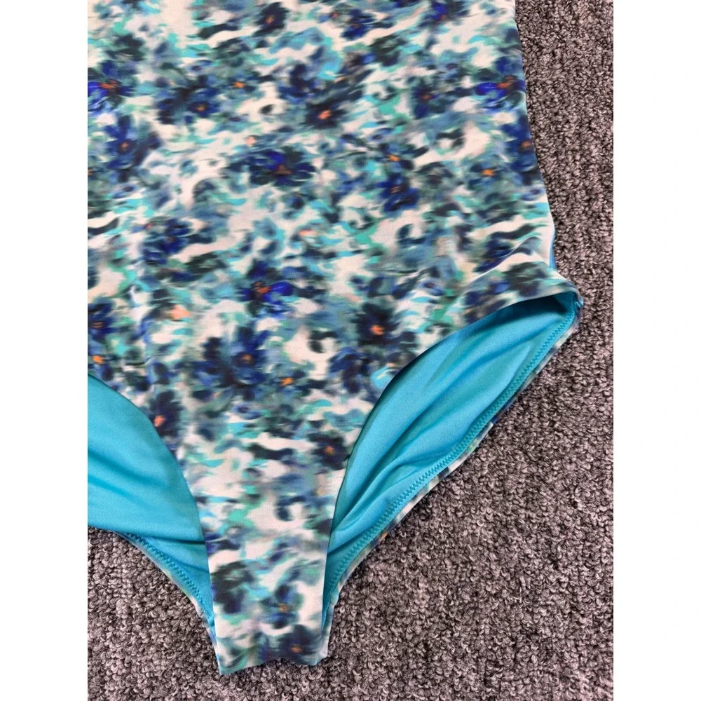 Athleta Girl Swimsuit Kids Blue Floral One Piece Adjustable Straps
